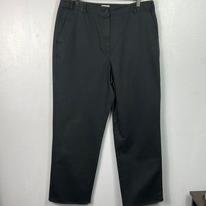 L.L. Bean Classic Fit Flat Front Black Trouser Pants 14 Regular